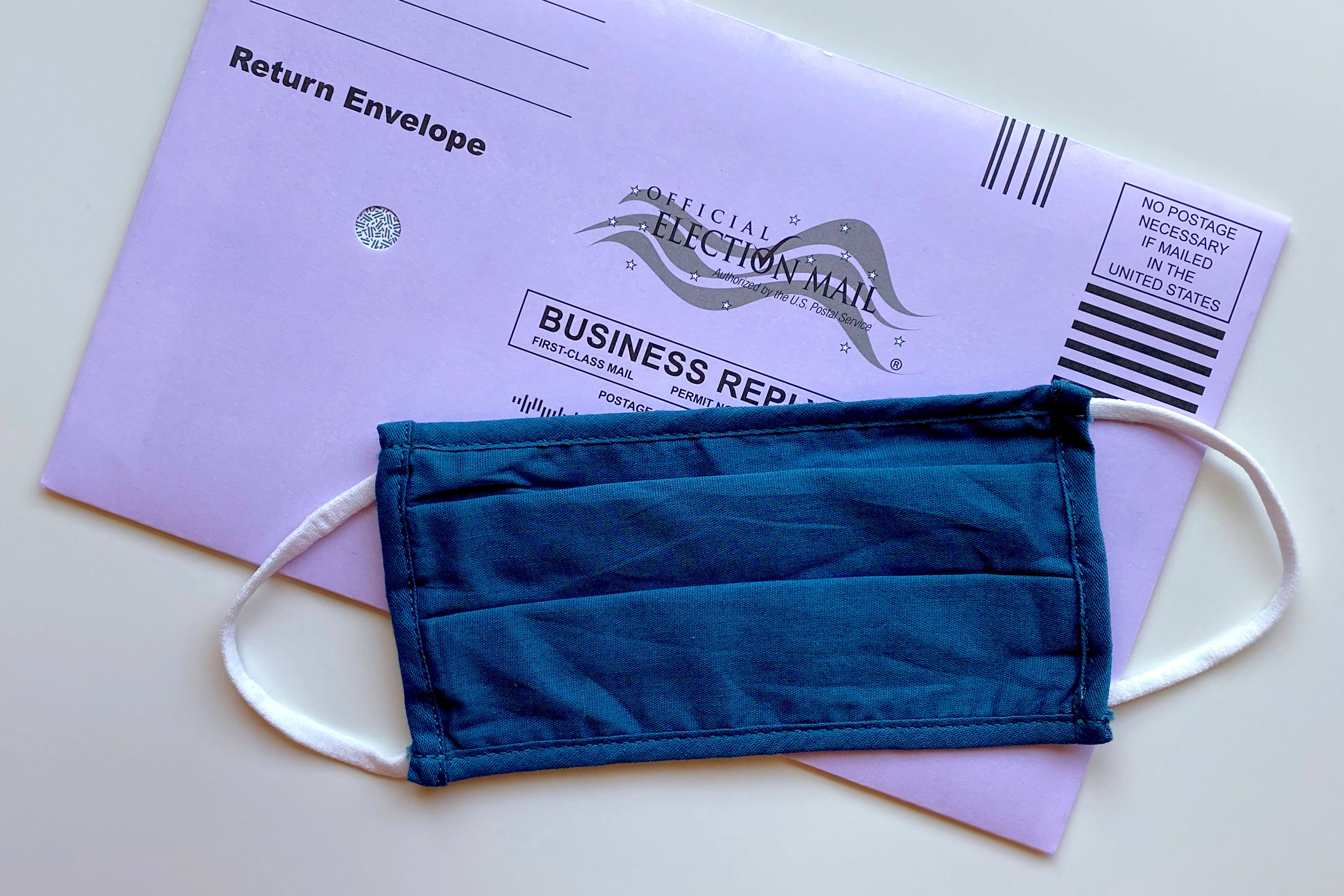 A voting ballot with a mask